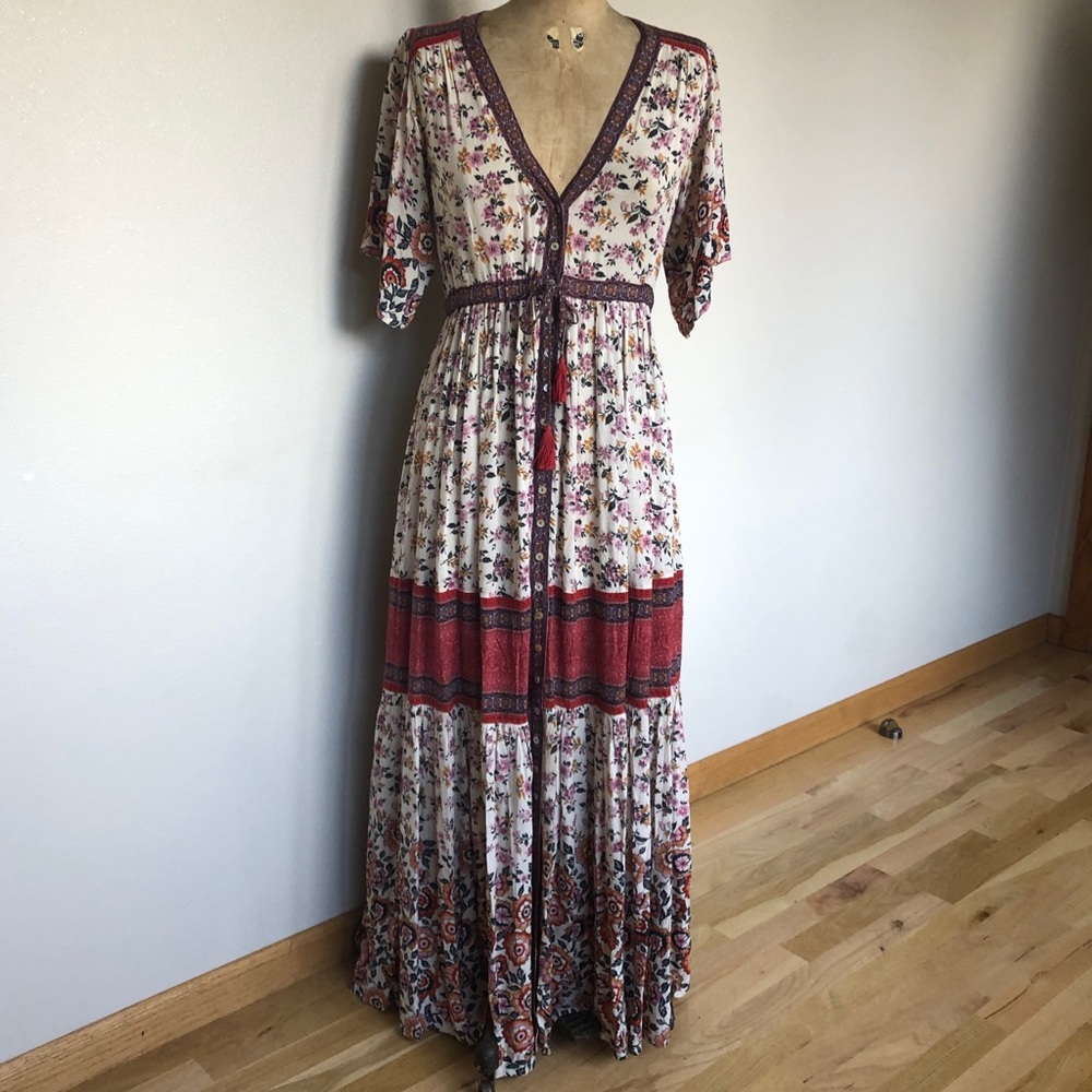 Spell maxi dress button up